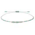Handgewebtes 2mm Glasperlenarmband mit zylindrischen grünen Steinakzenten für Damen - Mintgrün