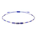 Handgefertigtes gewebtes blaues Perlenarmband mit zylindrischen Steinen, verstellbar - Saphirblau