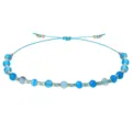 Handgefertigtes blaues Achat- und Steinperlenarmband mit verstellbarer hellblauer Schnur - Himmelblau