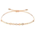 Bracciale intrecciato a mano con perline pesca da 2mm e pietre naturali sfaccettate - Bianco avorio