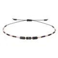 Handgefertigtes 2mm Glasperlenarmband mit marmorierten Steinen und verstellbarer Kordel - Schwarz