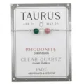 Taurus Sternzeichen-Armband mit Rhodonit, Bergkristall und Jade an silberner Box-Kette - Venezianerkette / Stier Silber