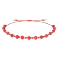 Handgefertigtes rotes Perlenarmband mit 2mm Steinperlen und verstellbarer Kordel - Rot