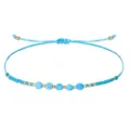 Bracciale intrecciato regolabile con perline blu da 2 mm e pietre turchesi sfaccettate - Celeste