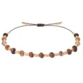 Handgewebtes Naturachat-Perlenarmband mit 2mm Saatperlen an verstellbarer brauner Kordel - Dunkelbraun