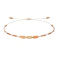 Handgefertigtes 2mm Glasperlenarmband mit zylindrischen orangefarbenen Natursteinen - Gebrochenes Weiß