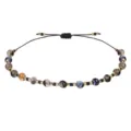 Minimalistisches handgefertigtes 2mm Achat Perlenarmband mit verstellbarem Kordelzug - Schwarz
