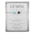 Gemini Sternzeichen Armband mit Blauem Howlith Bergkristall und Tigerauge - Venezianerkette / Zwillinge Silber