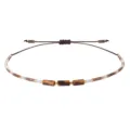 Handgefertigtes 2mm Perlenarmband mit natürlichen Tigerauge-Steinen und brauner Kordel - Dunkelbraun