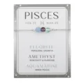 Fische Sternzeichen Armband mit Amethyst, Fluorit und Aquamarin Perlen auf Box-Kette - Venezianerkette / Fische Silber