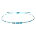 Handgefertigtes gewebtes Armband mit 2mm Perlen und türkisen zylindrischen Steinen - Himmelblau