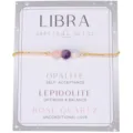 Libra Sternzeichen Armband mit Rosenquarz Lepidolith und Opalith Perlen Goldkette - Venezianerkette / Waage Gold