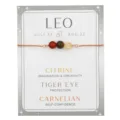 Leo Sternzeichen Armband mit Citrin-, Tigerauge- und Karneolperlen auf Roségoldkette - Venezianerkette / Löwe Roségold