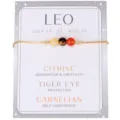 Leo Sternzeichen Armband mit Zitrin, Tigerauge und Karneol an einer Box-Goldkette - Venezianerkette / Löwe Gold