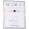 Skorpion-Sternzeichen-Armband mit Citrin-, Sodalith- und Selenit-Perlen auf Goldkette - Venezianerkette / Skorpion Gold