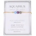Wassermann Sternzeichen Armband mit Aquamarin, Amethyst und Labradorit Perlen. - Venezianerkette / Wassermann Gold