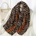 Pleated animal stripe scarf autumn winter warm fashion soft fabric shawl for women - Style 18