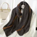 Stylish pleated winter scarf with geometric pattern, soft warm shawl for women daily wear. - Style 1