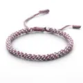 Hand-woven tri-color cotton cord bracelet featuring adjustable Tibetan corn knot design - Red White and Blue Mixed Style (4)