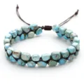 Bracelet rétro de perles en pierre d'empereur tissé à la main à double couche avec cordon - Pierre Impériale Verte