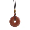 Vintage brauner Goldfluss Donut Anhänger Halskette mit verstellbarer Kordel für Damen - Goldener Sandstein