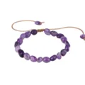 Bracciale artigianale da donna con pietre di ametista irregolari e cordino regolabile - Purple Crystal