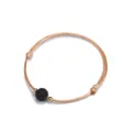 Handgefertigtes geflochtenes Armband mit schwarzem Lavastein und goldenen Kupferperlen - Hellkaffee