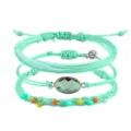 Bohemien Armband-Set aus mintgrünem Wachsfaden mit Glaskristall und bunten Perlen - Minzgrünes Armband-Set (2)