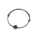 Handgefertigtes verstellbares Armband aus grünem Lavastein mit brauner Wachskordel - Dunkelbraun