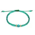Handgewebtes grünes Perlenarmband mit einer zentralen Böser Blick-Perle für Damen - Transparent Grün (10)