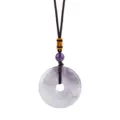 Elegante Amethyst-Stein-Halskette mit einem runden Vintage-Friedensschnallen-Anhänger - Amethyst