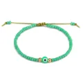 Handgemachtes grünes Evil Eye Armband mit Glasperlen und verstellbarem Kordelzug - Smaragdgrün (12)