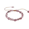 Bracciale regolabile fatto a mano con perle di cristallo rosa naturali di forma irregolare - Quarzo rosa