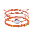 Böhmisches Armbandset aus orangefarbenem Wachsfaden mit bunten Perlen und Kristallglas - Oranges Armband-Set (4)