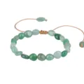 Bracciale regolabile fatto a mano con pietre di cristallo verdi irregolari e cordino. - Aventurina verde