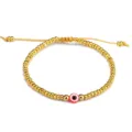 Handgefertigtes Goldperlenarmband mit einem roten Glas-Augen-Anhänger für Damen - Gold (13)