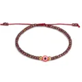 Handgefertigtes rotes Evil-Eye-Armband mit kupferfarbenen Glasperlen und Schutzamulett. - Bronze (14)