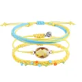 Gelb-blaues Boho-Armband-Set aus gewachster Kordel mit facettiertem Kristall-Mittelstück - Gelb-Blaues Armband-Set (8)