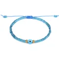 Handgefertigtes blaues Kristall-Reisperlenarmband mit blauem Glas-Böser-Blick-Anhänger - Hellblau (16)