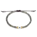 Handgefertigtes Evil Eye Armband mit grauen Kristallperlen und goldenen Akzenten - Grau(19)
