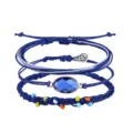 Bohemian 4er-Set blaue gewachste Kordelarmbänder mit Kristall und bunten Perlen, Handarbeit - Dunkelblaues Armband-Set (12)