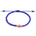 Handgefertigtes blaues Perlenarmband mit einem roten bösen Blick Glasanhänger - Blau mit rotem Auge (25)