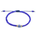 Handgefertigtes blaues Perlenarmband mit gläsernem bösen Blick und Goldperlen - Dunkelblau (26)