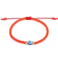 Handgewebtes rotes Perlenarmband mit blauem bösen Blick aus Glasperlen für Damen - Orangerot (27)