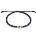 Handgefertigtes gewebtes schwarzes Perlenarmband mit blauem bösem Blick aus Glas für Damen - Schwarz (32)