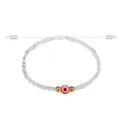 Handgefertigtes Armband aus klaren Kristallperlen mit rotem Evil-Eye-Amulett - Transparentes Rot (35)