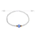 Handgefertigtes Perlenarmband mit blauem Glas-Evil-Eye-Anhänger und Kristallperlen - Transparentes Blau (36)