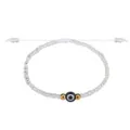Handgewebtes Evil Eye Armband mit Kristallperlen und Goldakzenten - Transparentes Weiß (37)