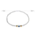 Handgefertigtes gewebtes Evil Eye Armband mit klaren Kristallperlen und goldenen Akzenten für Damen - Transparentes Blau (38)
