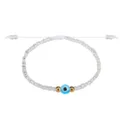 Handgefertigtes Armband mit blauer Glas-Evil-Eye-Perle und klaren Kristallperlen - Transparentes Blau (39)